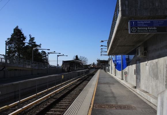 Montebello T-banestasjon sett fra Spor 1. I retning vestover. Foto: SN.