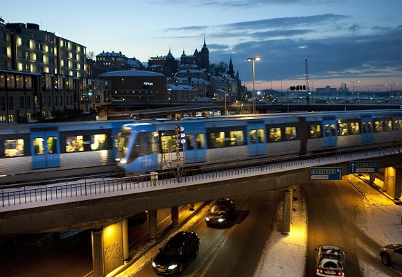 T-banene på broen i Stockholm. Foto: MTR Nordic.